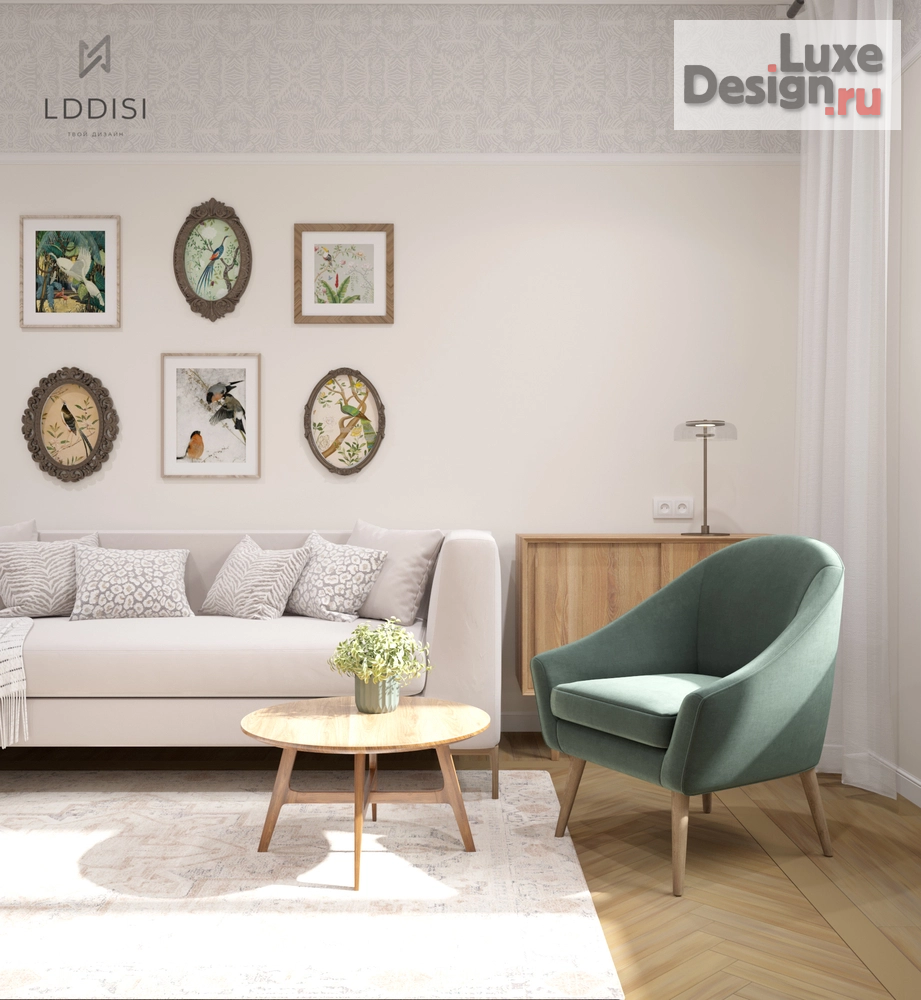 Дизайн интерьера двухкомнатной квартиры "Проект «Советская романтика»" (фото 1) от дизайнера Дадонова Лусине LDDISI Дизайн интерьера Дизайн интерьера двухкомнатной квартиры "Проект «Советская романтика»" (фото 1)
