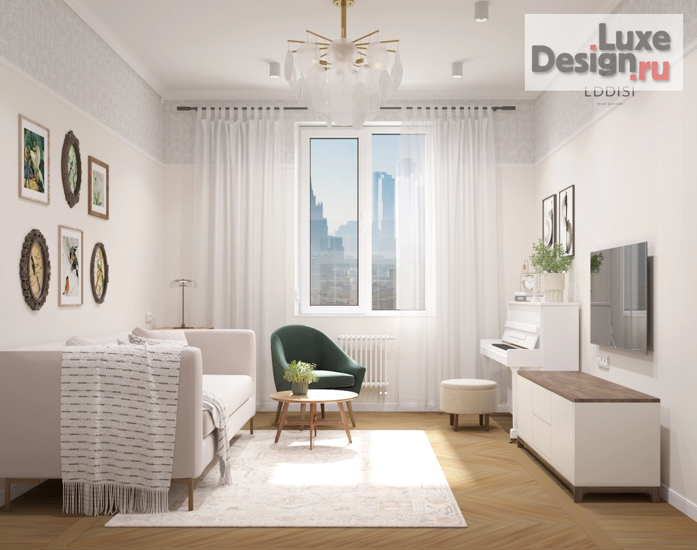 Дизайн интерьера двухкомнатной квартиры "Проект «Советская романтика»" (фото 4) от дизайнера Дадонова Лусине LDDISI Дизайн интерьера Дизайн интерьера двухкомнатной квартиры "Проект «Советская романтика»" (фото 4)