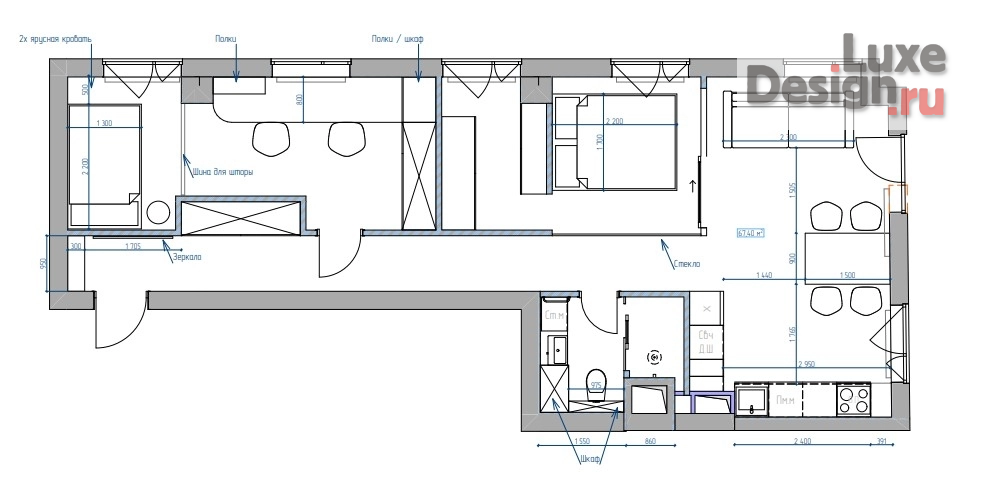 Дизайн интерьера трехкомнатной квартиры "Интерьер квартиры в современном стиле " (фото 8)