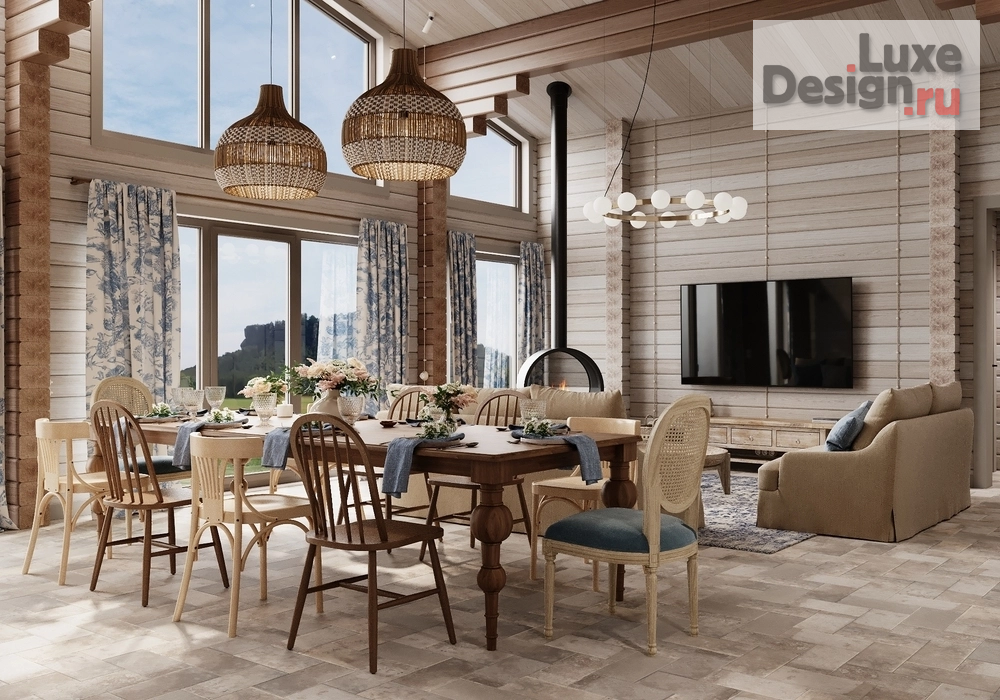 Дизайн интерьера загородного дома "Срубовой дом на Волге" (фото 2)