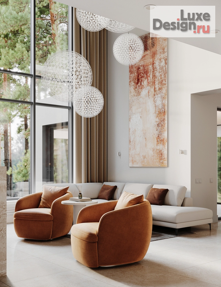 Дизайн интерьера загородного дома "Дом с двухсветной гостиной" (фото 2)